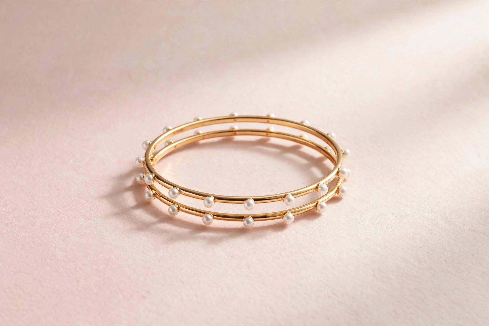 Gold Pearl Bangle Set (Pack of 2)